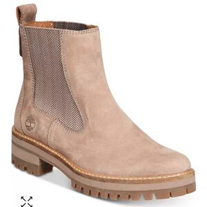 $150 Timberland Courmayeur Valley Chelsea taupe nubuck leather pull on Boot sz 6
